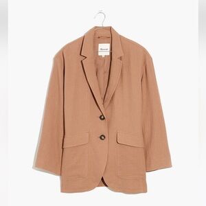 Madewell Cotton Linen Relaxed Larsen Blazer Small faded earth pink tan